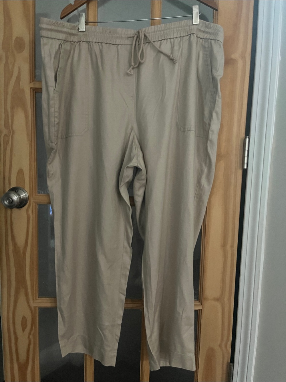 NWT Talbots Tan 3X Pull-On lightweight Casual elastic waist drawstring Pants